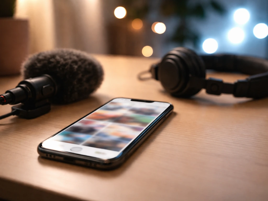 Minimal photo showing anonymous social media and brand-deal vibe: a smartphone with colorful campaign bokeh